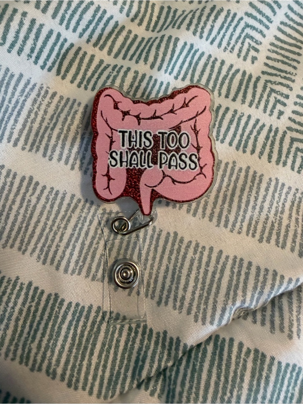 Pink 'This Too Shall Pass' Badge Reel Accessory